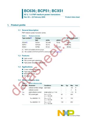 BCP51-16 T/R datasheet  